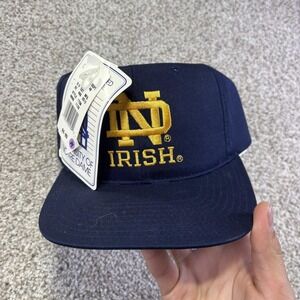 Vintage Notre Dame Fighting Irish Hat Cap Snap Back One Size Blue Football Annco